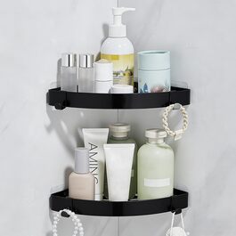 Поличка для душу без свердління, кутова, з нержавіючої сталі, 2 шт. (Чорний)