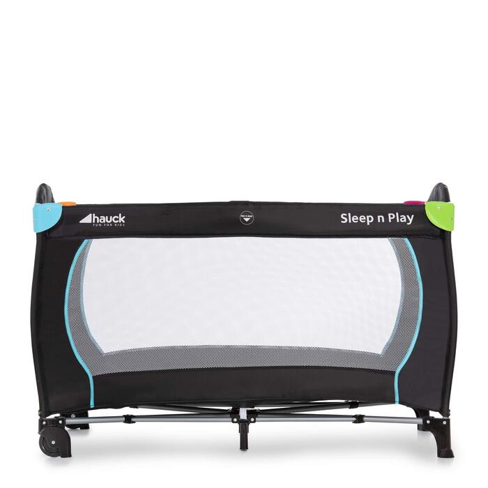 hauck Sleep N Play Go Plus Travel Bed with Carry Bag, Wheels, Play Tunnel, Compact Folding, Baby Travel Bed for Toddlers from Birth to 15 kg (Multicolor Black) Multicolor Black Sleep N Play Go Plus