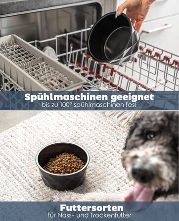 Миска для собак та котів Lionto з кераміки, 1100 мл, чорна. Нековзний силіконовий низ, стійка до запахів, легко миється, ергономічний дизайн.