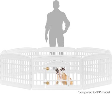 Клітка для собак IRIS USA 586690, пластикова, з дверцятами, 8 панелей, 61 см, біла