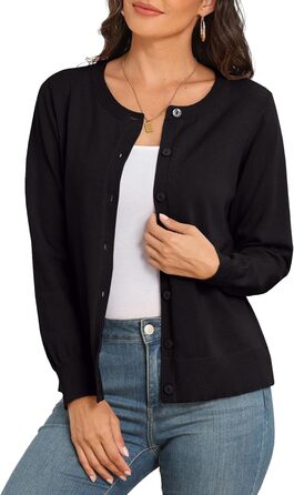 Чоловічий легкий кардиган PrinStory з круглою горловиною, чорний (L)