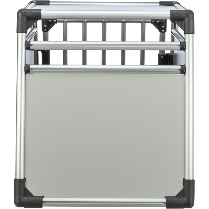 Тріксі переносна клітка для собак з алюмінію, срібна - M–L, 60x65x86 см, стабільна та тиха, з безпечним замком та неслизьким килимком - 39342, для однієї собаки