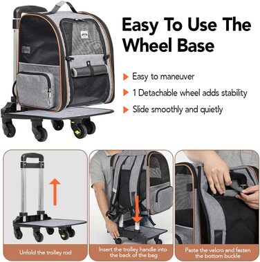 Рюкзак для кота Lekebobor, розкладний, переноска для домашніх тварин, для маленьких собак та середніх котів до 8 кг, складаний, для подорожей, піших прогулянок, в полоску, 12.6'L x 11.2'W x 16.5'H - L (середній, сірий)