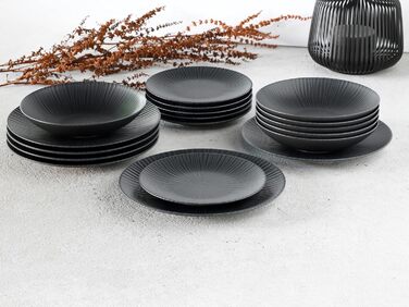 CreaTable Vesuvio Black: 24-частинний набір посуду на 6 осіб, кераміка, для дому та ресторану