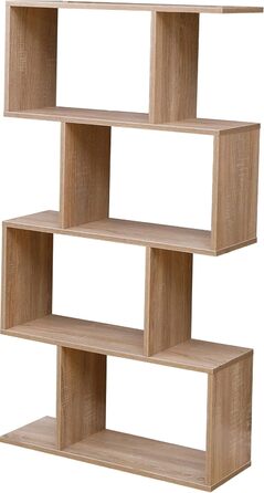 Etnicart Bookshelf, Oak Finish, Office, Modern, Double-Sided, 70x23.5x127.5cm Self-Supporting, Cube Design, Suitable for Entrance, Living Room, Children's Room, Wood Bookshelf, Office Shelf, DVD Cabinet