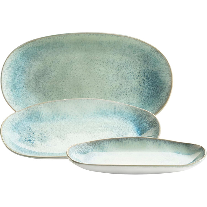 Mäser Serving Platter Set, Stoneware Frozen Green, 39.0 x 21.0 x 25.0 centimeters