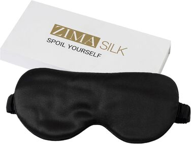 Маска для сну ZIMASILK з 100% чистої шовкової нитки малини, 22 Momme, наповнювач 100% шовкова нитка малини, стрічка з шовку, чорна
