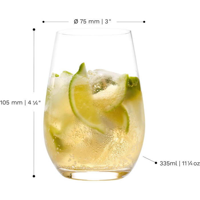 Stölzle Lausitz Water Glasses Event 6-Piece Set 335 ml – Versatile glasses for juice, water & cocktails – High-quality juice glasses made of crystal glass – Dishwasher & shock-resistant drinking glasses, Made in Germany