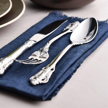 Посуд столовий срібний Barock 18/10 з нержавіючої сталі, набір 20 предметів (виделки, ложки, ножі) в подарунковій коробці