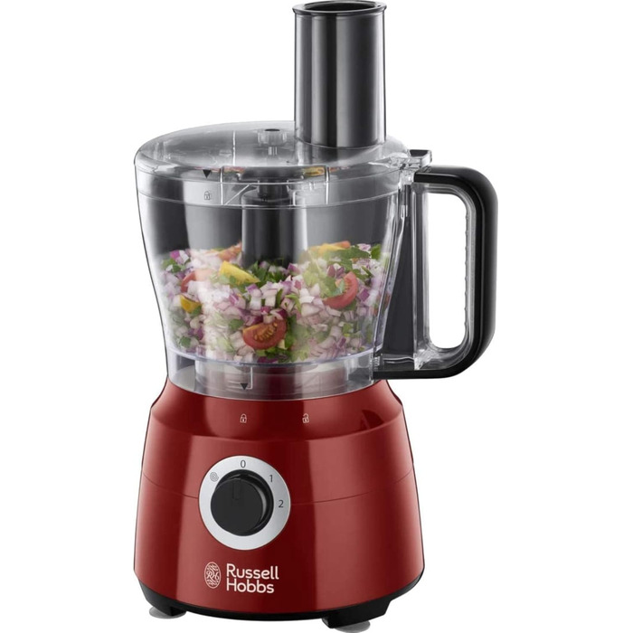 Russell Hobbs Food Processor Multi [Standmixer/Mixer/Chopper/Shredder/Grater/Whisk] Desire Red (Mixing, Chopping & Shredding etc., Dishwasher-safe accessories, 600W) 24730-56
