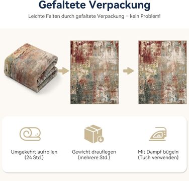 Килимок-довгий килим (Runner) з неслизьким покриттям, короткий ворс, для кухні, миється, складається, абстрактний дизайн, для входу, кухні, вітальні та офісу, блакитно-чорний (120 x 180 см, теракотовий)