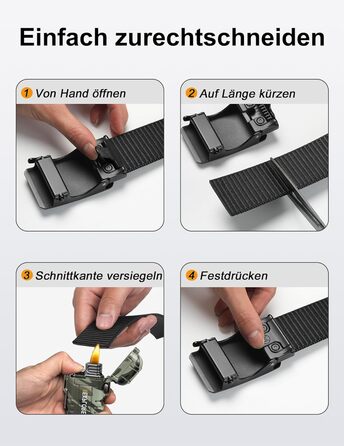 Чоловічий шкіряний ремінь JUKMO з автоматичною застібкою, нейлон 3,8 см, розмір M (91-105 см), чорний