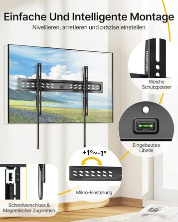 Настінний кронштейн для телевізора monTEK Ultra Slim (43–95 дюймів), фіксований, до 68 кг, VESA 800x400 мм