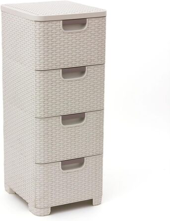 Комод CURVER STYLE з 4 шухлядами, поліпропілен, кремовий, 33x38x79 см