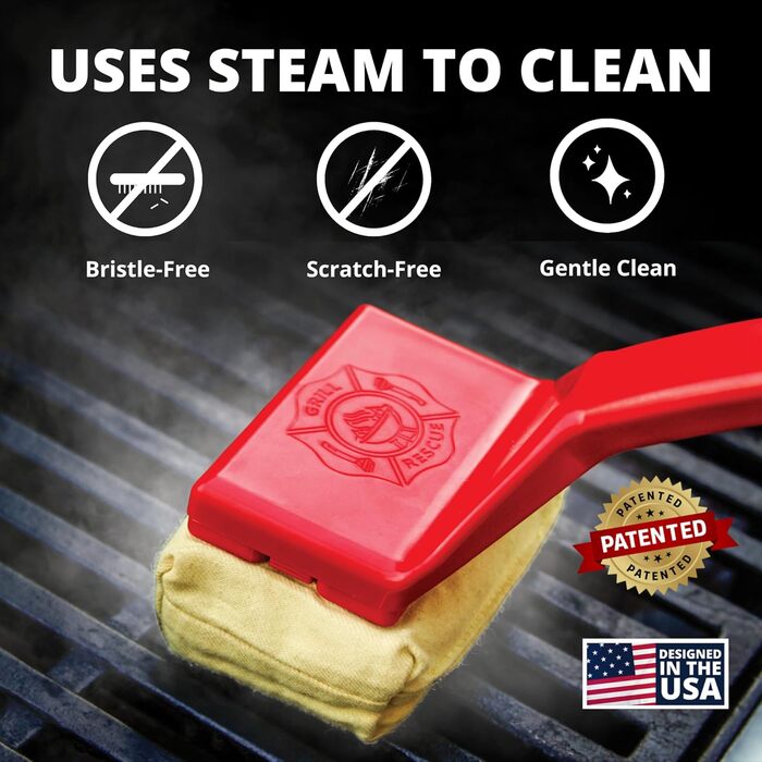 BBQ Interchangeable Scraper Cleaning Head, Bristle-Free – Durable and Unique Scraper Tools for Cast Iron or Stainless Steel Grates, Grill Cleaner (Grill Brush)