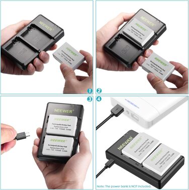 Запасний акумуляторний блок Neewer для Canon EOS 550D 600D 650D 700D Rebel T2i T3i T4i T5i з акумуляторами LP-E8 та USB-зарядним пристроєм