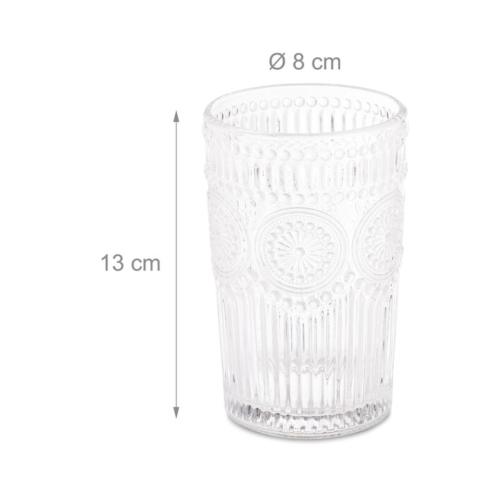 Relaxdays Vintage Drinking Glasses, Set of 4, 13.5 oz