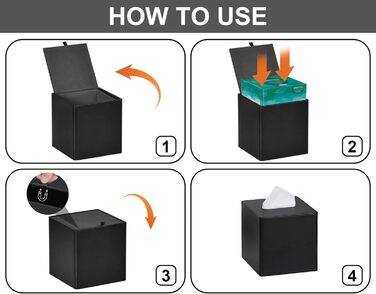 Стильна коробка для серветок квадратна, PU-шкіра, чорна. Організатор для ванної, спальні, кухні, офісу