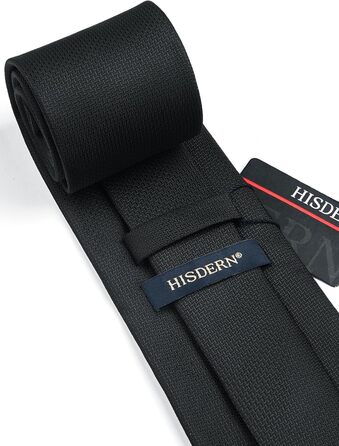 Комплект краватки та нагрудного хустинки для весілля HISDERN (Чорний, в клітинку)