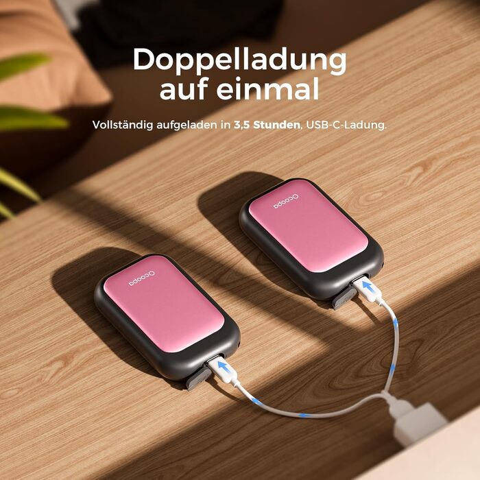 Електричні грілки для рук OCOOPA UT4 Young (рожеві) - 5000mAh, водонепроникні, швидкий нагрів, 2 шт.