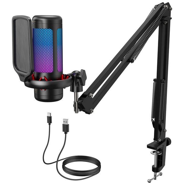 Мікрофон геймерський TONOR TC310 USB для ПК, PS4/5 з RGB підсвіткою та тримачем