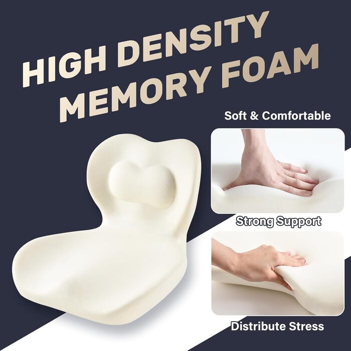 Подушка для сидіння та підтримки попереку Coverado, ергономічна подушка з memory foam для офісного крісла та авто, сірого кольору, L-подібної форми, для полегшення болю в попереку, сідниці та куприку