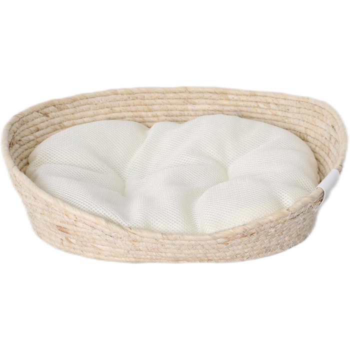 Преміум ліжко Dehner Lovely для собак та котів, глибокий сон, 54 x 43 x 18 см, натуральні матеріали, білий/бежевий