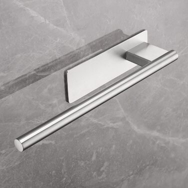 Тримач для рушників без свердління, на клейкій основі, 28 см, нержавіюча сталь, срібляний, односторонній