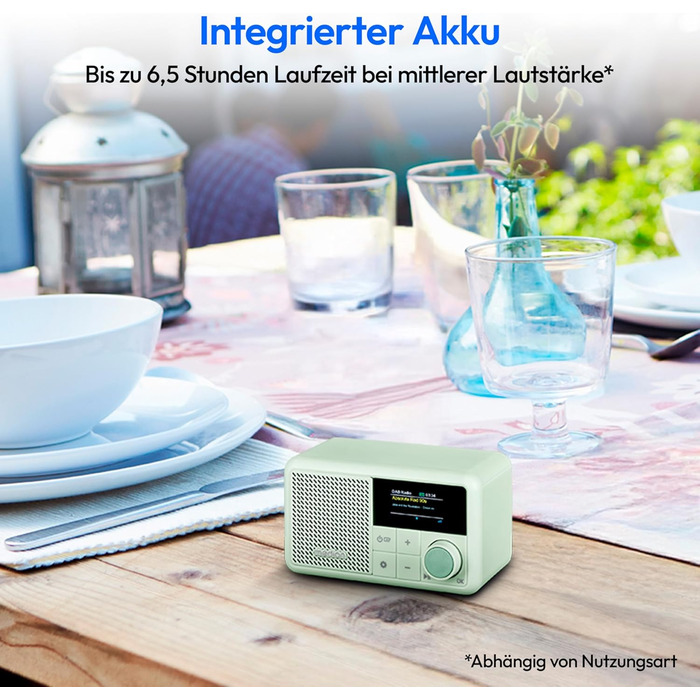 MEDION S66822 Портативне міні радіо DAB+ з Bluetooth, акумулятор до 6,5 годин, зелений колір