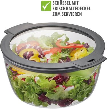 Сушарка для салату GEFU з кришкою, 3 л, пластик, чорна/сіра