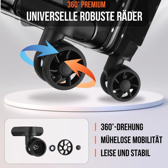 Чорний валіза it-Go з алюмінієвим каркасом, великий, на 4 колесах, ручна поклажа, для подорожей
