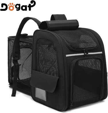 Рюкзак для кота та собаки Dogat, чорний: зручний, дихаючий, розкладний, з сіткою