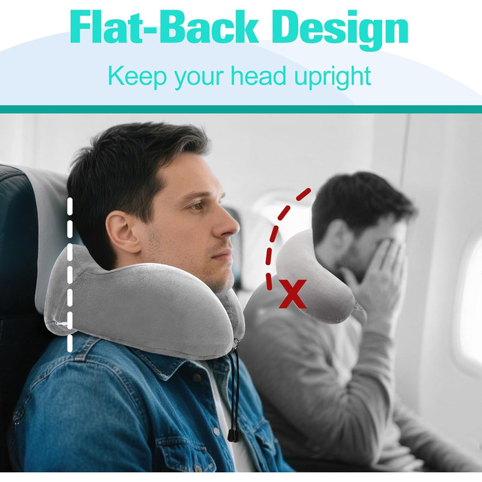 Подушка для шиї у вигляді звірка, Memory Foam, для дорослих, з маскою для сну та берушами, для подорожей, літака, офісу, авто, поїзда (Сіра)