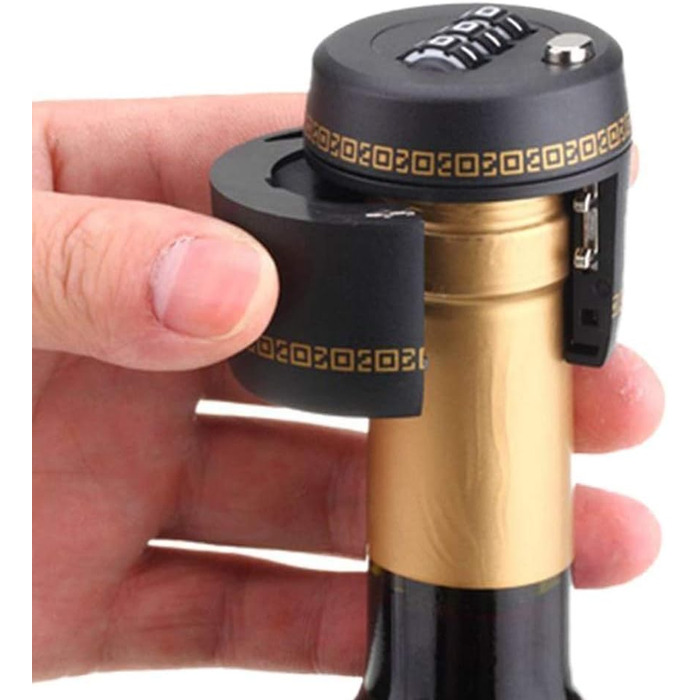 Loboo Idea Combination Lock for Wine and Liqueur Bottles, Bottle Stopper, Password Code Lock, Digital Wine Lock, the diameter of the bottle opening should be between 26 mm and 28 mm