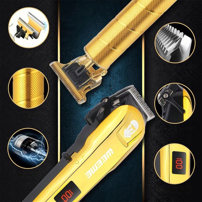 Професійна бездротова машинка для стрижки Wet&Dry, USB, набір 11 в 1