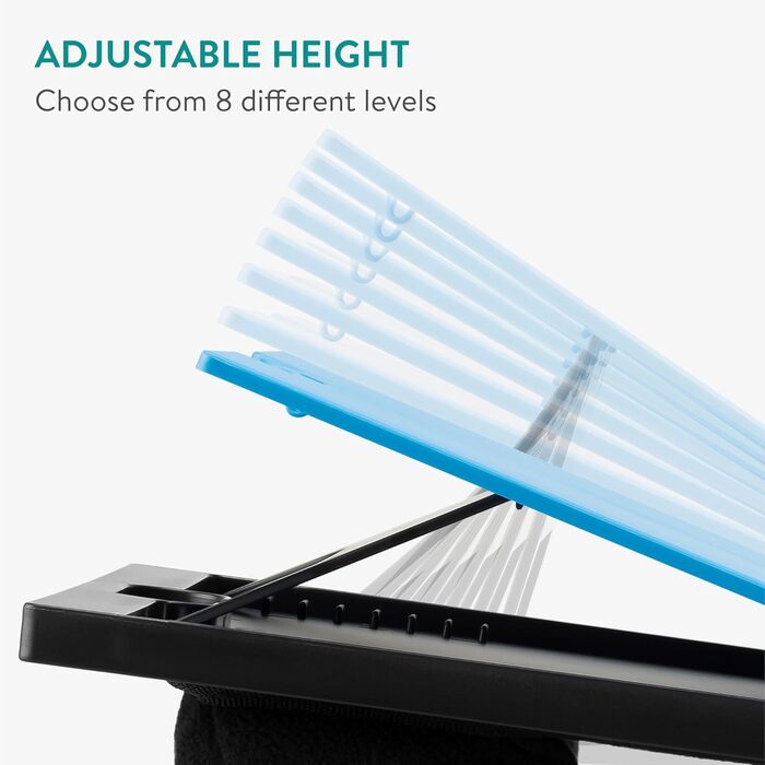 Підставка для ноутбука Navaris з пластику - для ліжка/дивану, підставка для планшета, 37,6x28x5,8 см, 8 регульованих рівнів, блакитна