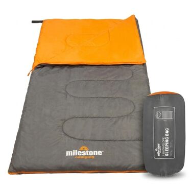 Легкий спальний мішок Milestone Camping для кемпінгу, подорожей та фестивалів, сіро-помаранчевий