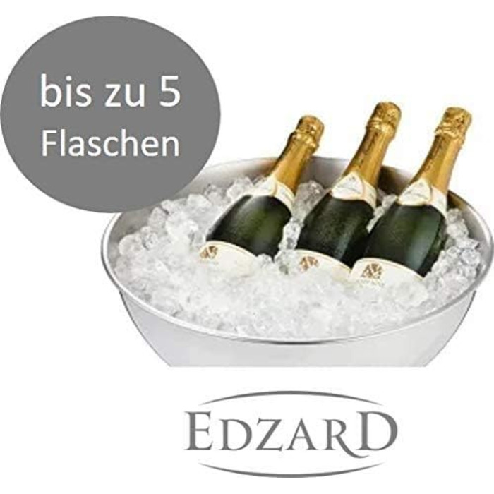 EDZARD Champagne Cooler Cara (Ø 40 cm, large) made of stainless steel - bottle cooler, sparkling wine cooler - drink cooler for 5 bottles - bowl for wine, sparkling wine & ice cubes - wine cooler
