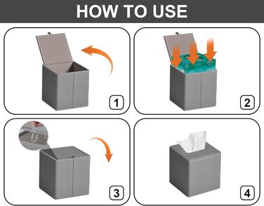 Скляниця для серветок квадратна, PU-шкіра, сучасний органайзер для рушників, підходить для ванної кімнати, спальні, вітальні або офісу (сірий льон)