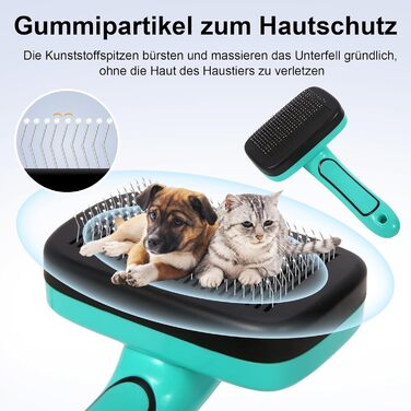 Щітка для собак і котів, самоочисна, для вичісування підшерстка та випадаючого хутра, для довгошерстих та короткошерстих порід, делікатна до шкіри, зменшує випадання шерсті, догляд за шерстю, зелена