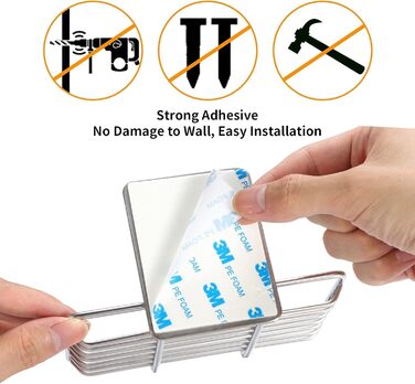 Самоклеюча мильниця для душу та ванної кімнати Tiilan - нержавіюча сталь, срібляста