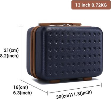 Валіза-тележка KONO з жорстким корпусом, 76x50x31 см, білий (блакитний, косметичка)