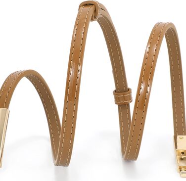 Жіночі тонкі ремені WHIPPY, 2 шт. - регульовані шкіряні пояси з золотистою блискавкою для суконь, 105 см (для талії до 95 см), чорний/коричневий