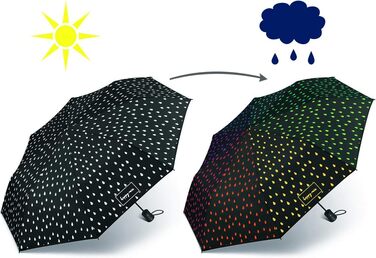 Чорний парасолька Happy Rain з ефектом зміни кольору, компактний парасолька-тростина, 95 см