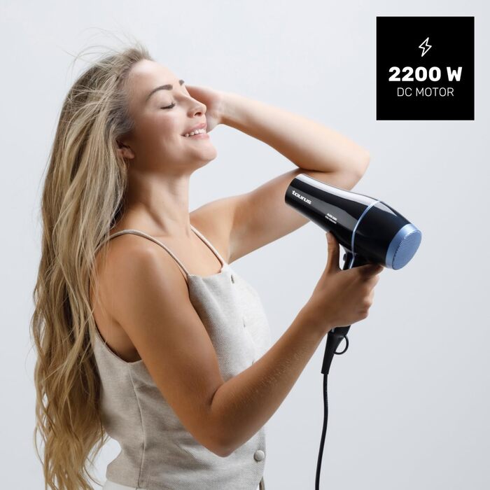 Фен Taurus Alize 2200 з іонізацією та керамічним покриттям | 6 режимів, холодний потік, концентратор та дифузор | Чорний