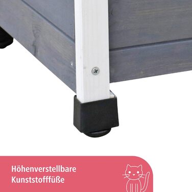 Будинок для котів Kerbl Rustica з дерева, з маятниковими дверима, вікнами з акрилу, регульованими ніжками, коричнево-зелений, 57 x 45 x 43 см