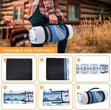 EXTSUD Piknik Decke Outdoor 200x200cm - Водостійкий плед для пікніка та кемпінгу з ручкою