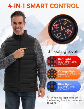 Обогреваемый жилет для мужчин с Powerbank, 15 зон обігріву, легкий, дихаючий, теплий жилет для кемпінгу, полювання, чорний