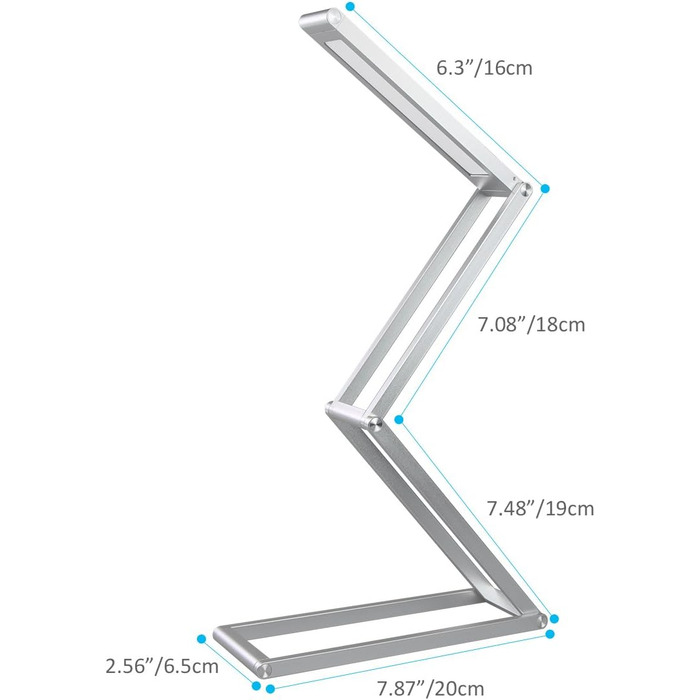 LED лампа настільна ELZO з регулюванням яскравості та гнучкою ніжкою, срібна