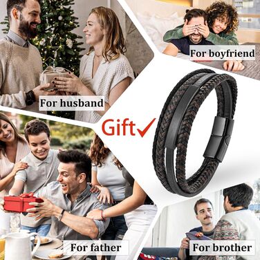 Чоловічий браслет з шкіри, плетіння, коричнево-блакитний, 21 см, ідеальний подарунок на День батька, чоловічий аксесуар